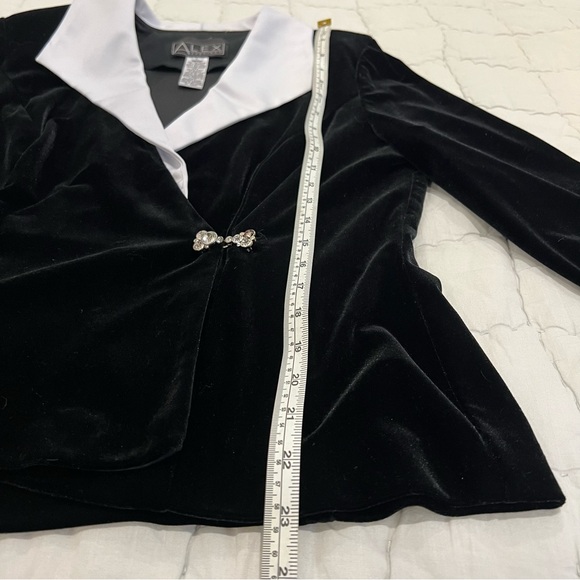 Vintage Black Velvet Alex Evenings 3 Piece Set Size M/L Blazer Tank Pants Y2K - Picture 13 of 16